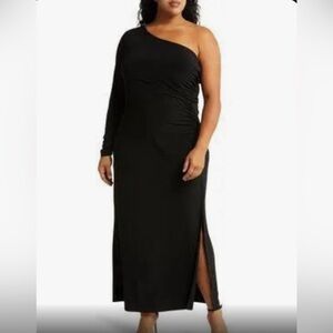 Black Asymmetrical long sleeve dress